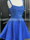 A-line Scoop Neck Satin Short/Mini Homecoming Dresses With Beading #Favs020110838