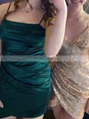Sheath/Column Square Neckline Silk-like Satin Short/Mini Homecoming Dresses With Split Front #Favs020110839