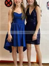 A-line V-neck Silk-like Satin Asymmetrical Homecoming Dresses #Favs020110842