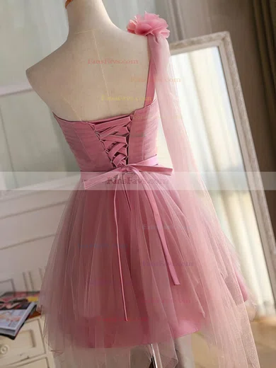 Princess One Shoulder Tulle Short/Mini Sashes / Ribbons Fashion Short Prom Dresses #Favs020102533