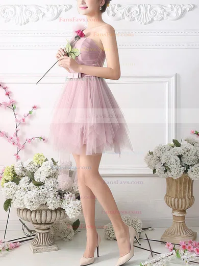 Princess One Shoulder Tulle Short/Mini Sashes / Ribbons Fashion Short Prom Dresses #Favs020102533