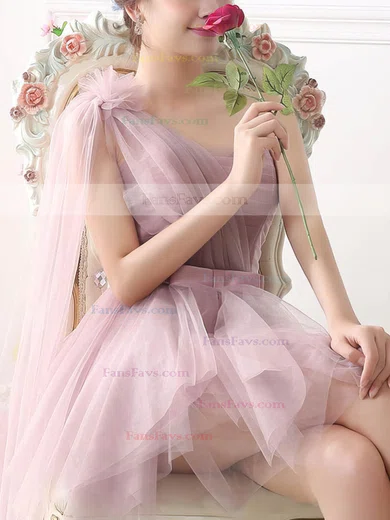 Princess One Shoulder Tulle Short/Mini Sashes / Ribbons Fashion Short Prom Dresses #Favs020102533