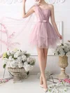 Princess One Shoulder Tulle Short/Mini Sashes / Ribbons Fashion Short Prom Dresses #Favs020102533