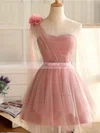 Princess One Shoulder Tulle Short/Mini Sashes / Ribbons Fashion Homecoming Dresses #Favs020102533