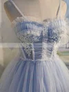 A-line V-neck Tulle Tea-length Homecoming Dresses With Appliques Lace #Favs020110850
