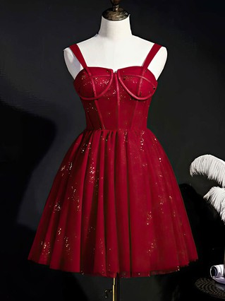 A-line V-neck Tulle Short/Mini Homecoming Dresses With Appliques Lace #Favs020110852 A-line V-neck Tulle Short/Mini Homecoming Dresses With Appliques Lace #Favs020110852