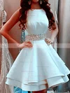 A-line Scoop Neck Silk-like Satin Short/Mini Tiered New Backless Short Prom Dresses #Favs020102536