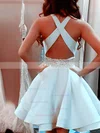 A-line Scoop Neck Silk-like Satin Short/Mini Tiered New Backless Short Prom Dresses #Favs020102536