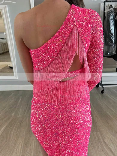 Sheath/Column One Shoulder Sequined Asymmetrical Homecoming Dresses #Favs020110864