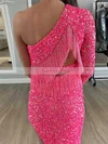 Sheath/Column One Shoulder Sequined Asymmetrical Homecoming Dresses #Favs020110864
