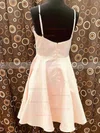 A-line V-neck Silk-like Satin Knee-length Homecoming Dresses #Favs020110876