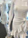 Sheath/Column Square Neckline Stretch Crepe Short/Mini Homecoming Dresses With Bow #Favs020110890