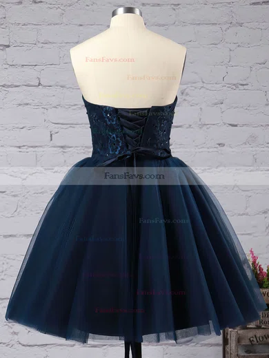 Ball Gown Sweetheart Tulle Short/Mini Sequins Simple Black Short Prom Dresses #Favs020102554