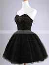 Ball Gown Sweetheart Tulle Short/Mini Sequins Simple Black Short Prom Dresses #Favs020102554