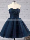 Ball Gown Sweetheart Tulle Short/Mini Sequins Simple Black Short Prom Dresses #Favs020102554