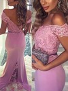 Trumpet/Mermaid Off-the-shoulder Jersey Sweep Train Appliques Lace Prom Dresses #Favs020104517