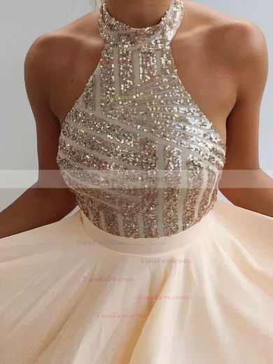 Casual A-line Halter Chiffon Short/Mini Sequins Backless Short Prom Dresses #Favs020102557
