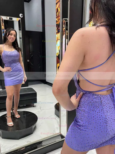 Sheath/Column Scoop Neck Jersey Short/Mini Homecoming Dresses With Beading #Favs020110904