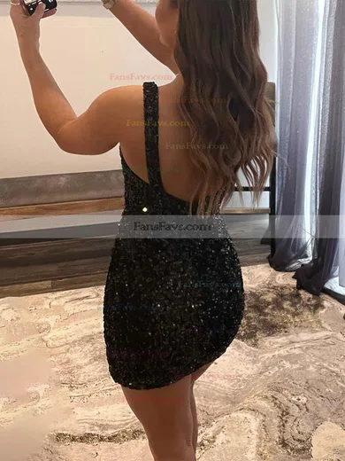 Sheath/Column One Shoulder Sequined Short/Mini Homecoming Dresses #Favs020110916