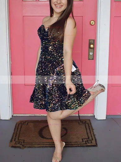 A-line Sweetheart Sequined Short/Mini Homecoming Dresses #Favs020110920