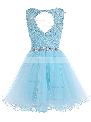 Sweet Princess Scoop Neck Tulle Short/Mini Beading Short Prom Dresses #Favs020102563