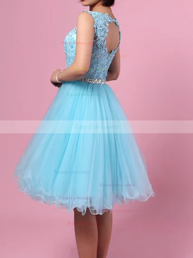 Sweet Princess Scoop Neck Tulle Short/Mini Beading Short Prom Dresses #Favs020102563