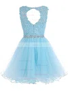 Sweet Princess Scoop Neck Tulle Short/Mini Beading Short Prom Dresses #Favs020102563