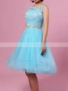Sweet Princess Scoop Neck Tulle Short/Mini Beading Short Prom Dresses #Favs020102563