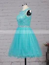Sweet Princess Scoop Neck Tulle Short/Mini Beading Short Prom Dresses #Favs020102563