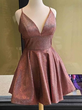 A-line V-neck Shimmer Crepe Short/Mini Homecoming Dresses #Favs020110930 A-line V-neck Shimmer Crepe Short/Mini Homecoming Dresses #Favs020110930