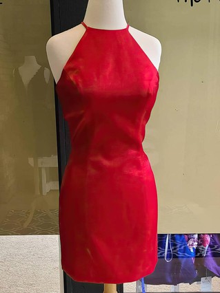 Sheath/Column Halter Satin Short/Mini Homecoming Dresses #Favs020110931 Sheath/Column Halter Satin Short/Mini Homecoming Dresses #Favs020110931