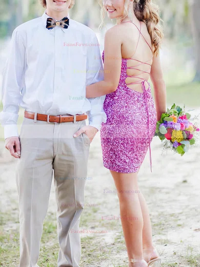 Sheath/Column Scoop Neck Sequined Short/Mini Homecoming Dresses #Favs020110937