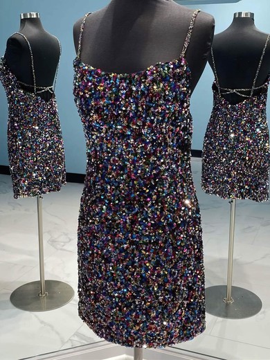 Sheath/Column V-neck Sequined Short/Mini Homecoming Dresses #Favs020110946