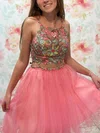 A-line Square Neckline Tulle Short/Mini Homecoming Dresses With Lace #Favs020110950