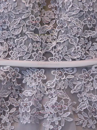 A-line V-neck Tulle Knee-length Appliques Lace Popular Short Prom Dresses #Favs020102505