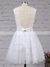 A-line Scoop Neck Tulle Short/Mini Appliques Lace White Classy Prom Dresses #Favs020102569