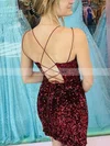 Sheath/Column V-neck Sequined Short/Mini Homecoming Dresses #Favs020110966