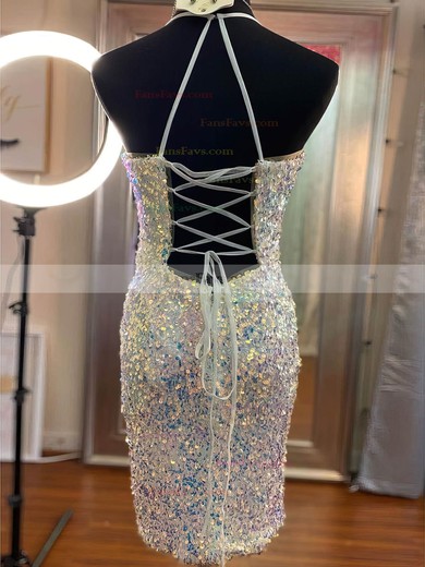 Sheath/Column V-neck Sequined Short/Mini Homecoming Dresses #Favs020110974