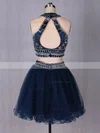 Two Piece A-line Scoop Neck Tulle Short/Mini Beading Cute Short Prom Dresses #Favs020102580