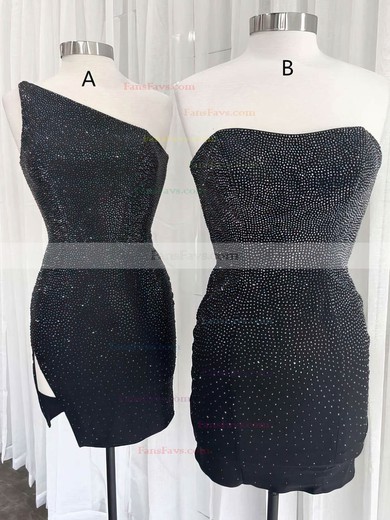 Sheath/Column Strapless Jersey Short/Mini Homecoming Dresses With Beading #Favs020110984