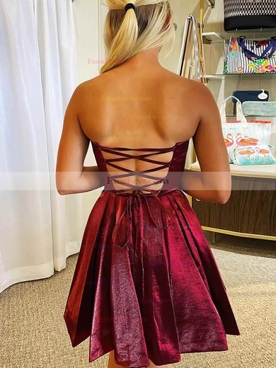 A-line Strapless Satin Short/Mini Homecoming Dresses With Pockets #Favs020110985