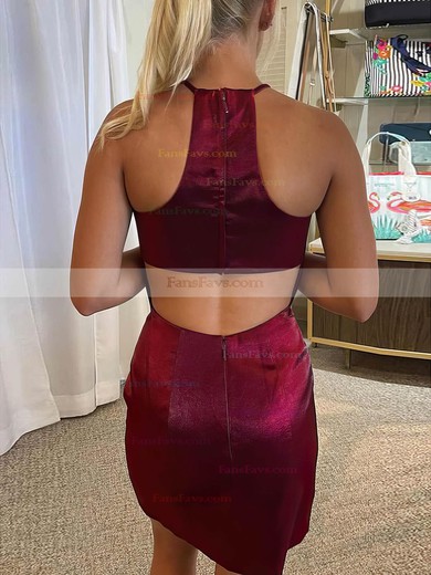 Sheath/Column Scoop Neck Satin Short/Mini Homecoming Dresses #Favs020110986