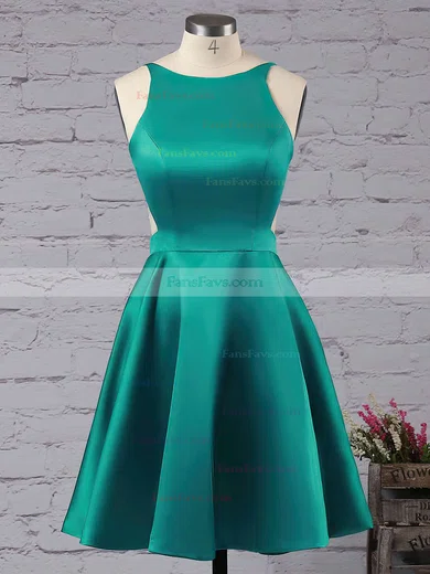 A-line Scoop Neck Satin Short/Mini Short Prom Dresses #Favs020102594