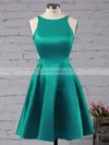 A-line Scoop Neck Satin Short/Mini Short Prom Dresses #Favs020102594