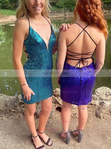 Sheath/Column V-neck Sequined Short/Mini Homecoming Dresses #Favs020111004