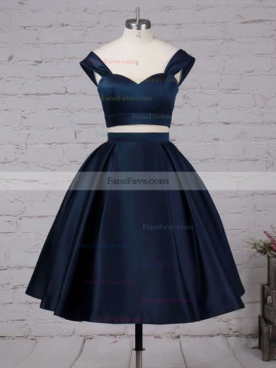 A-line Off-the-shoulder Satin Tea-length Pockets Short Prom Dresses #Favs020102596