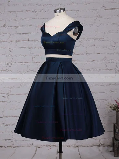 A-line Off-the-shoulder Satin Tea-length Pockets Short Prom Dresses #Favs020102596