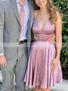 A-line V-neck Silk-like Satin Short/Mini Homecoming Dresses #Favs020111010