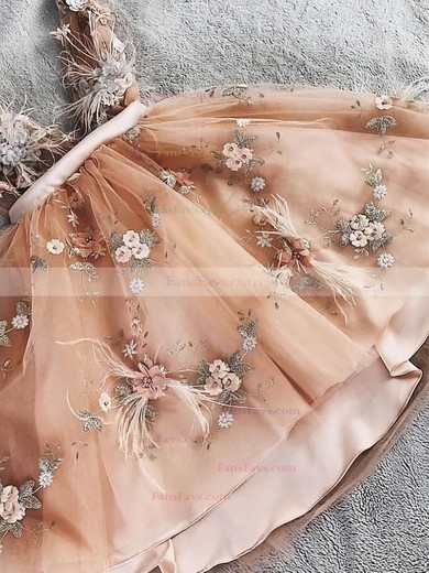 A-line V-neck Lace Tulle Short/Mini Homecoming Dresses With Flower(s) #Favs020111024