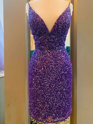 Sheath/Column V-neck Sequined Short/Mini Homecoming Dresses #Favs020111033
